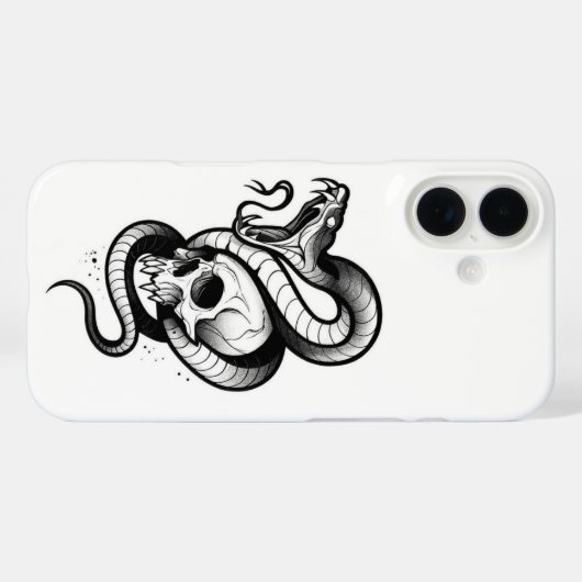 Snake and Skull Gothic iPhone Case – Dark Tattoo S (Achterkant (horizontaal))