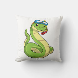 Snake as Diver wirth Snorkel Kussen