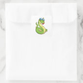 Snake as Diver wirth Snorkel Vierkante Sticker (Tas)