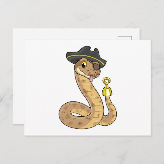 Snake as Pirate with Hook hand & Eye patch Briefkaart (Voorkant / Achterkant)