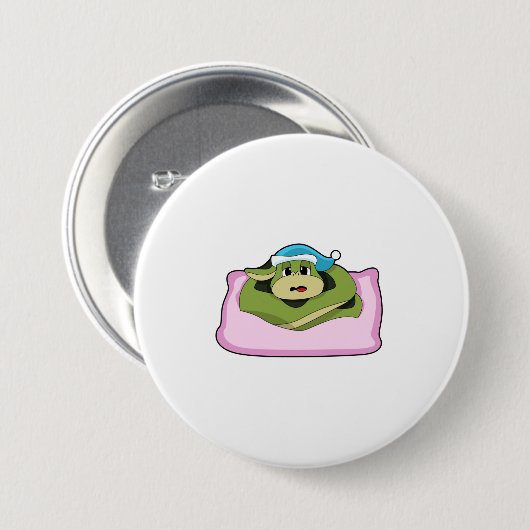 Snake at Sleeping with Nightcap Ronde Button 7,6 Cm (Voorkant /achterkant)