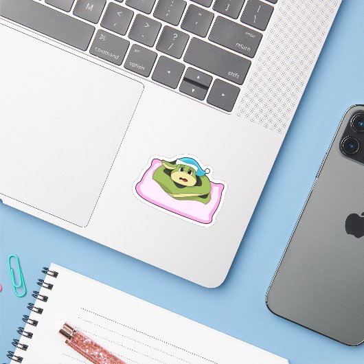 Snake at Sleeping with Nightcap Sticker (Laptop met iPhone)
