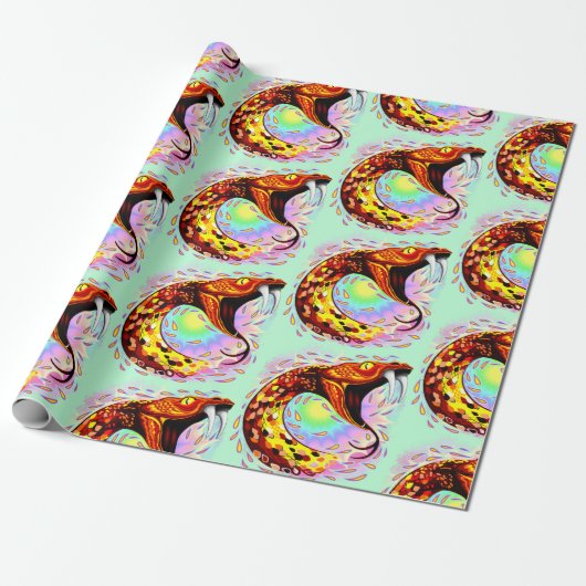 Snake Attack Psychedelic Surreal Art Cadeaupapier (Uitgerold)