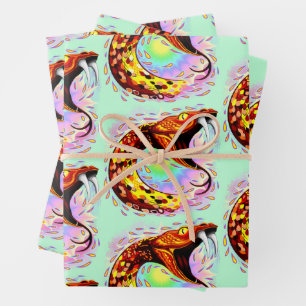 Snake Attack Psychedelic Surreal Art Inpakpapier Vel