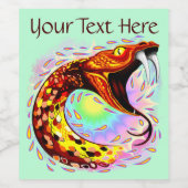 Snake Attack Psychedelic Surreal Art Wijn Etiket (Enkel label)