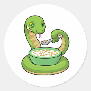 Snake bij Eating met Muesli Ronde Sticker
