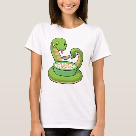 Snake bij Eating met Muesli T-shirt (Voorkant)