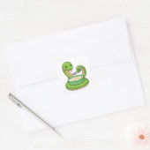 Snake bij Eating met Muesli Vierkante Sticker (Envelop)