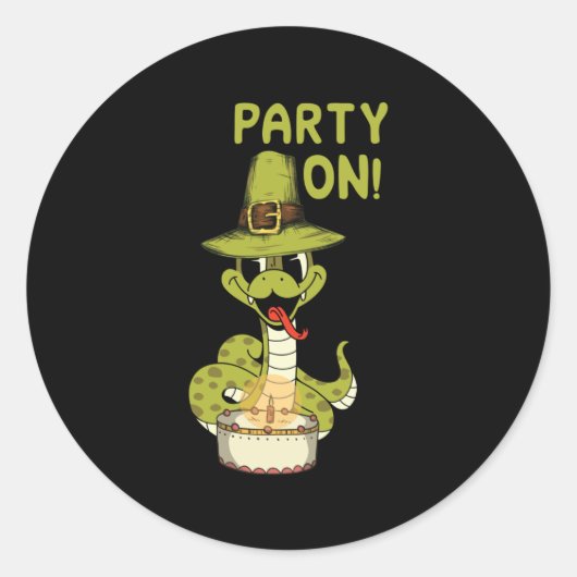 Snake Birthday Party Ronde Sticker (Voorkant)