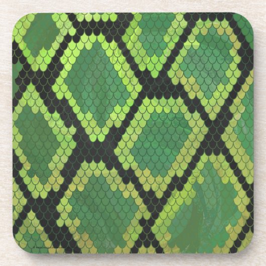 Snake Black en Green Print Bier Onderzetter (Voorkant)