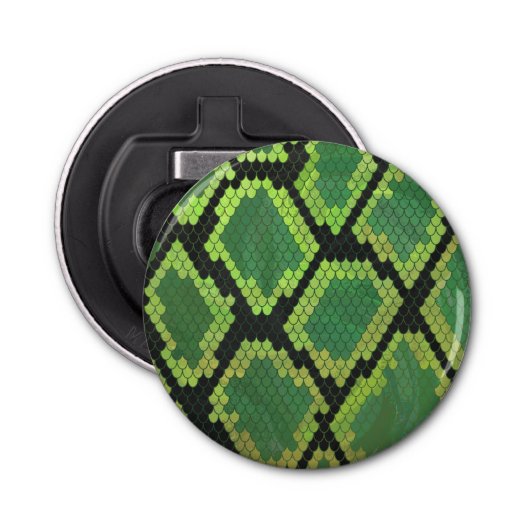 Snake Black en Green Print Button Flesopener (Voorkant)