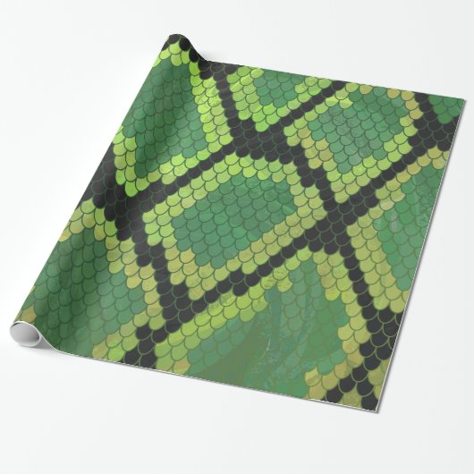 Snake Black en Green Print Cadeaupapier (Uitgerold)