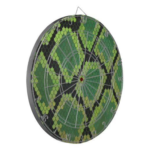 Snake Black en Green Print Dartbord (Voorkant Links)