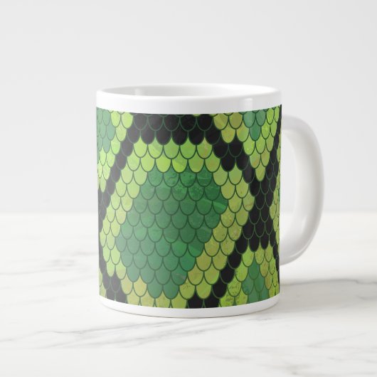 Snake Black en Green Print Jumbo Beker (Voorkant rechts)
