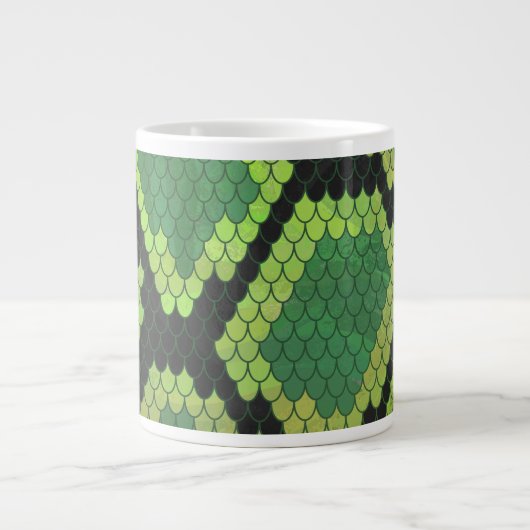 Snake Black en Green Print Jumbo Beker (Voorkant)