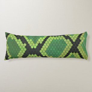 Snake Black en Green Print Lichaamskussen