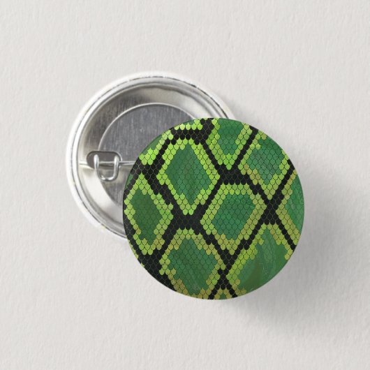 Snake Black en Green Print Ronde Button 3,2 Cm (Voorkant /achterkant)