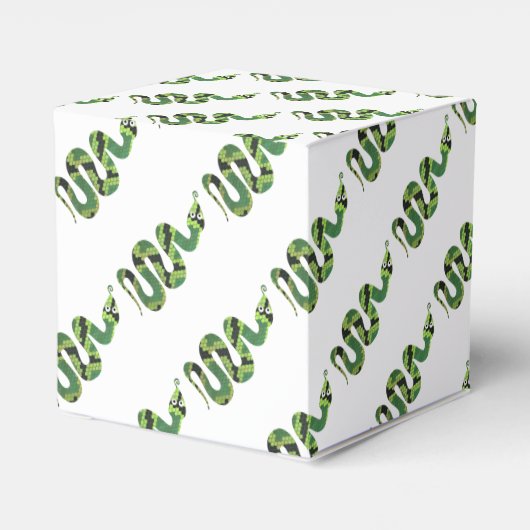 Snake Black en Green Print Silhouette Bedankdoosjes (Achterkant)