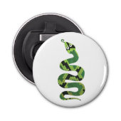 Snake Black en Green Print Silhouette Button Flesopener (Voorkant)