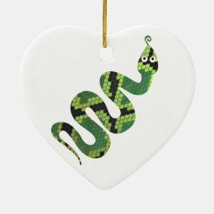 Snake Black en Green Print Silhouette Keramisch Ornament
