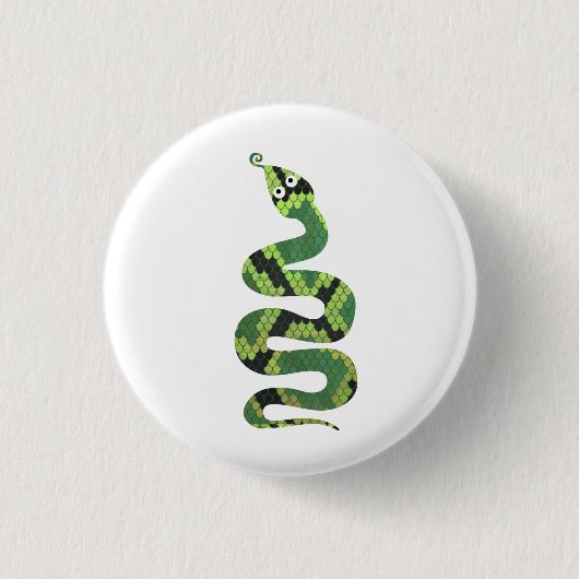 Snake Black en Green Print Silhouette Ronde Button 3,2 Cm (Voorkant)
