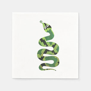 Snake Black en Green Print Silhouette Servet