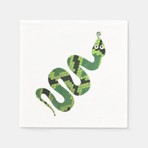 Snake Black en Green Print Silhouette Servetten