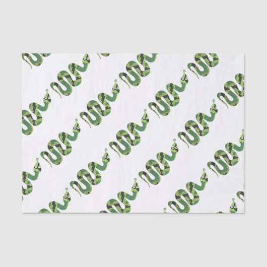 Snake Black en Green Print Silhouette Tissuepapier (Voorkant)