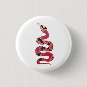 Snake Black en Red Silhouette Ronde Button 3,2 Cm