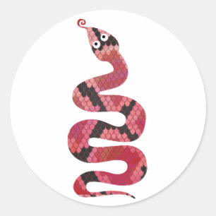 Snake Black en Red Silhouette Ronde Sticker