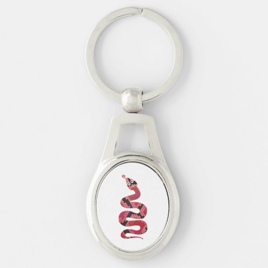 Snake Black en Red Silhouette Sleutelhanger (Voorkant)
