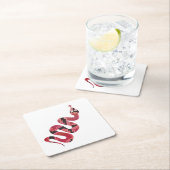 Snake Black en Red Silhouette Vierkante Kartonnen Onderzetter (Insitu)