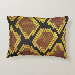 Snake Brown and Gold Print Accent Kussen