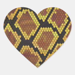 Snake Brown and Gold Print Hart Sticker