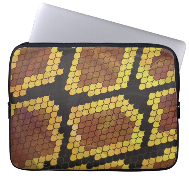 Snake Brown and Gold Print Laptop Sleeve (Voorkant)