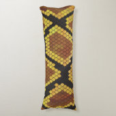 Snake Brown and Gold Print Lichaamskussen (Voorkant Verticaal)