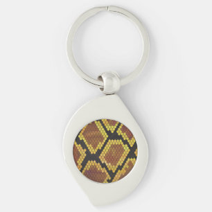 Snake Brown and Gold Print Sleutelhanger