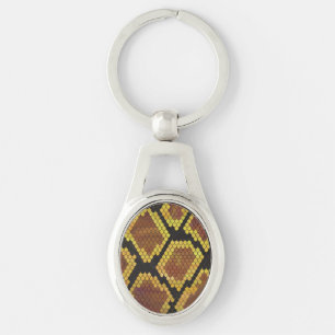 Snake Brown and Gold Print Sleutelhanger