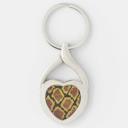 Snake Brown and Gold Print Sleutelhanger (Voorkant)