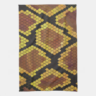 Snake Brown and Gold Print Theedoek