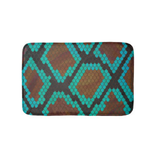Snake Brown en Blauwgroen Print Badmat