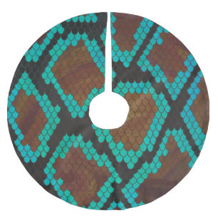 Snake Brown en Blauwgroen Print Kerstboom Rok