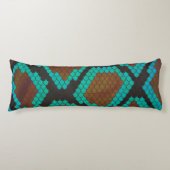 Snake Brown en Blauwgroen Print Lichaamskussen (Voorkant)