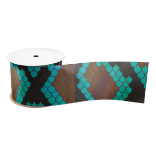 Snake Brown en Blauwgroen Print Lint