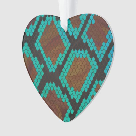 Snake Brown en Blauwgroen Print Ornament (voorkant)
