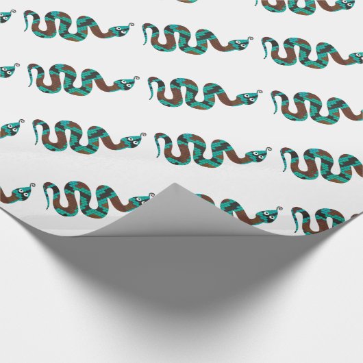 Snake Brown en Blauwgroen Print Silhouette Cadeaupapier (Hoek)