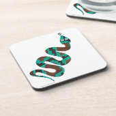 Snake Brown en Blauwgroen Print Silhouette Drankjes Onderzetter (Linkerzijde)