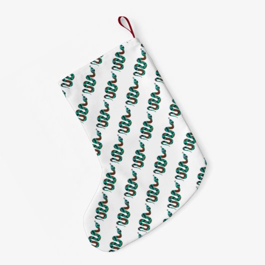 Snake Brown en Blauwgroen Print Silhouette Kleine Kerstsok (Achterkant (Hangend))