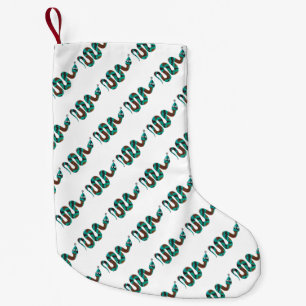 Snake Brown en Blauwgroen Print Silhouette Kleine Kerstsok