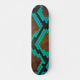 Snake Brown en Blauwgroen Print Skateboard